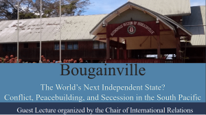 Poster snippet of public lecture about Bougainville by Christopher Brucker